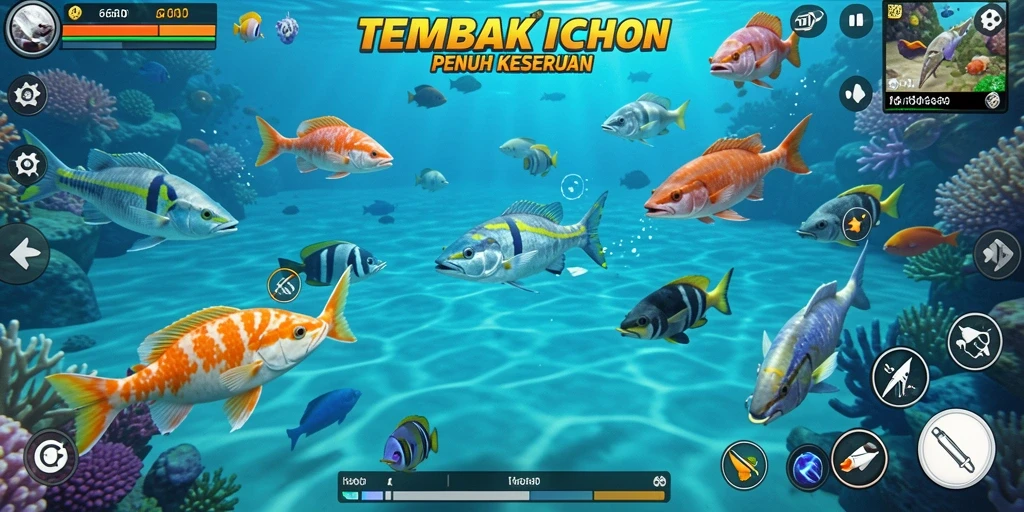 Tampilan gameplay seru dari 66D saat menembak ikan.