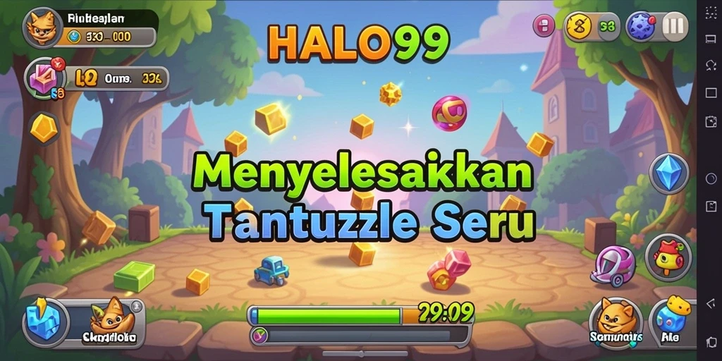 Screenshot menunjukkan gameplay puzzle yang menarik dan menantang.