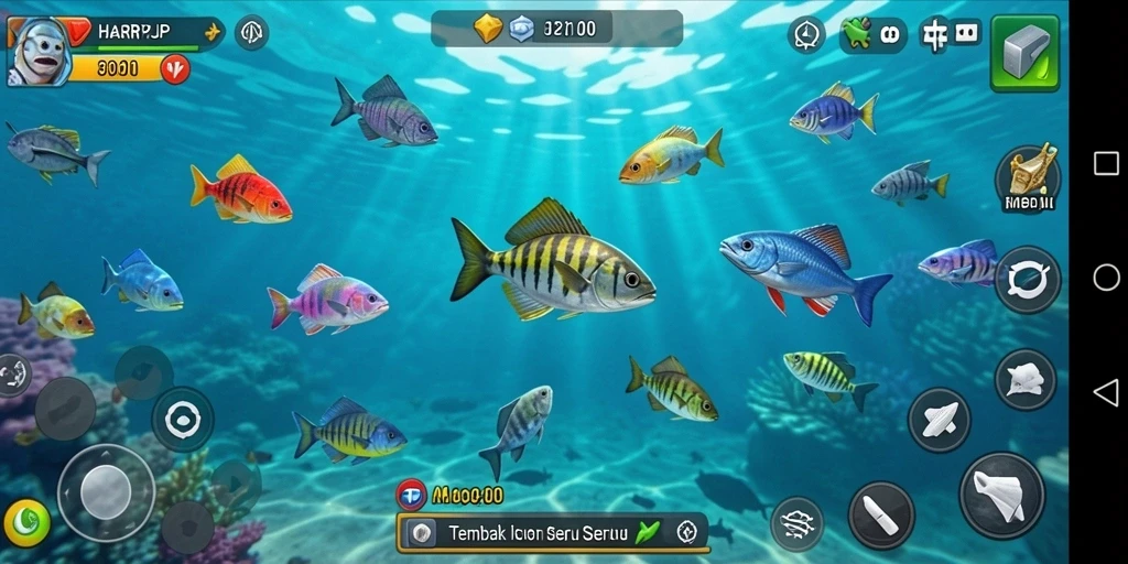 Tampilan gameplay HARAPJP yang mendebarkan dengan aksi tembak ikan.