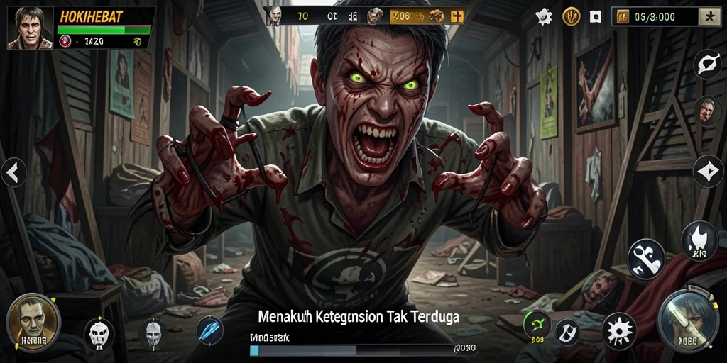 Gameplay mendebarkan di HOKIHEBAT dengan suasana horror yang mencekam.