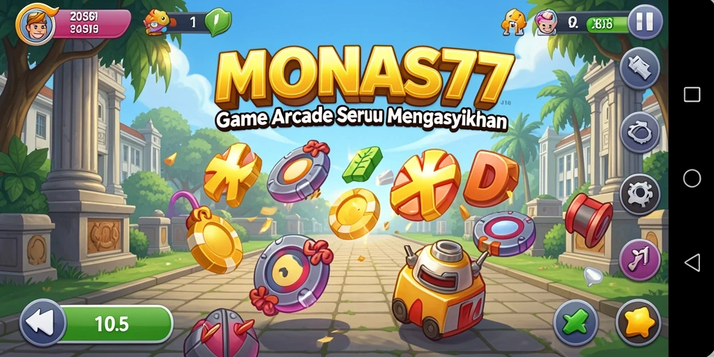 Tampilan gameplay <strong>MONAS77</strong> yang menarik dan penuh warna.