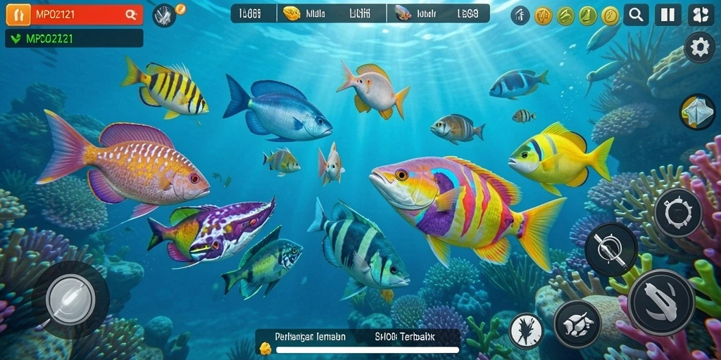 Tangkapan layar gameplay seru Tembak Ikan di MPO2121.