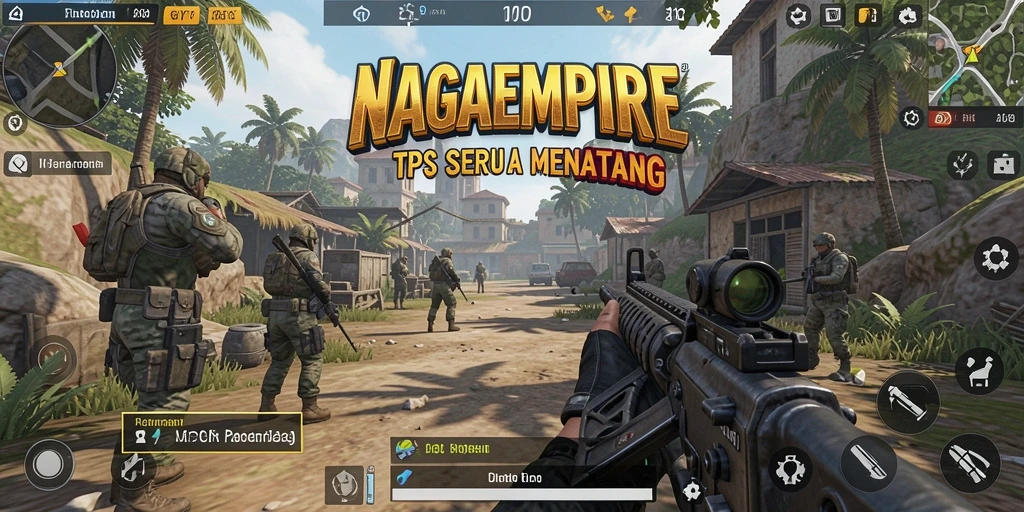 Screenshot NAGAEMPIRE menampilkan aksi menegangkan di dalam gameplay TPS.