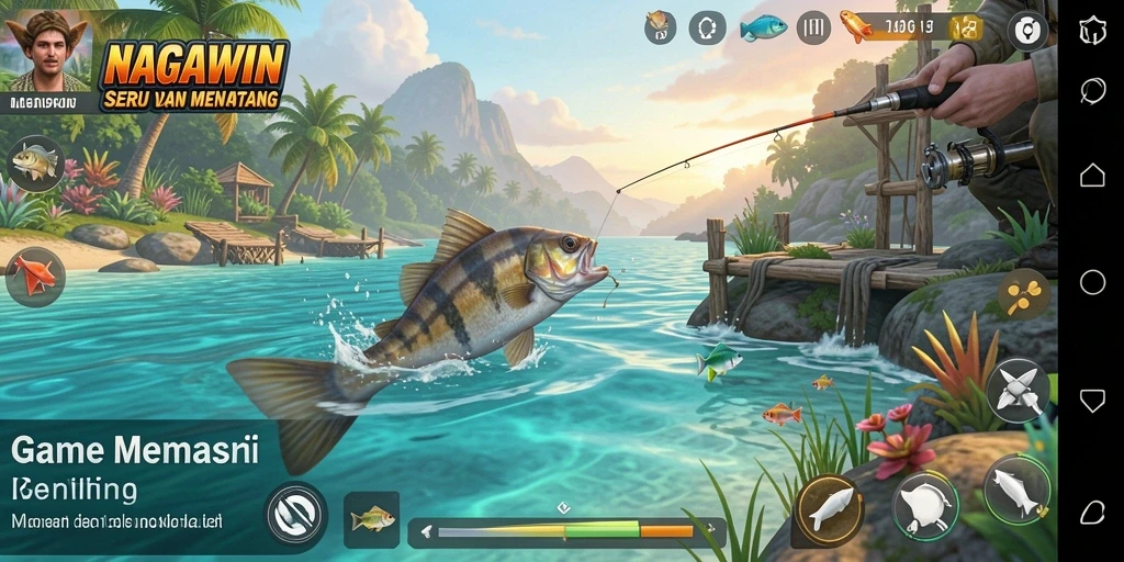 Tampilan luar biasa saat bermain NAGAWIN, menangkap ikan di lokasi indah.