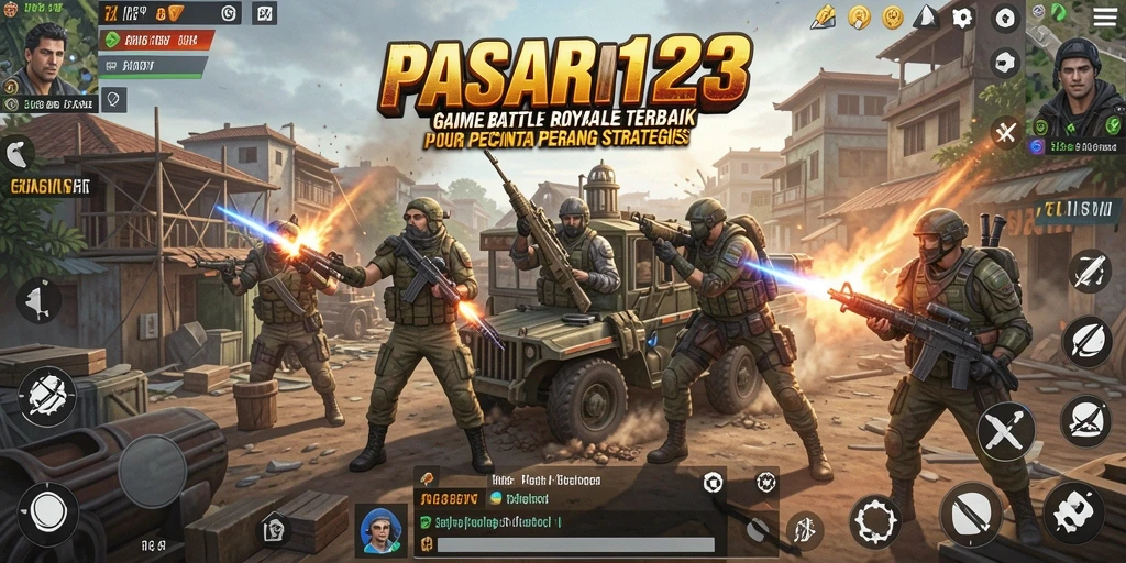 Screenshot gameplay PASAR123 menampilkan aksi seru dalam pertempuran Battle Royale.