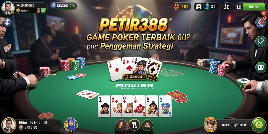 Screenshot utama PETIR388 menampilkan aksi seru permainan Poker.