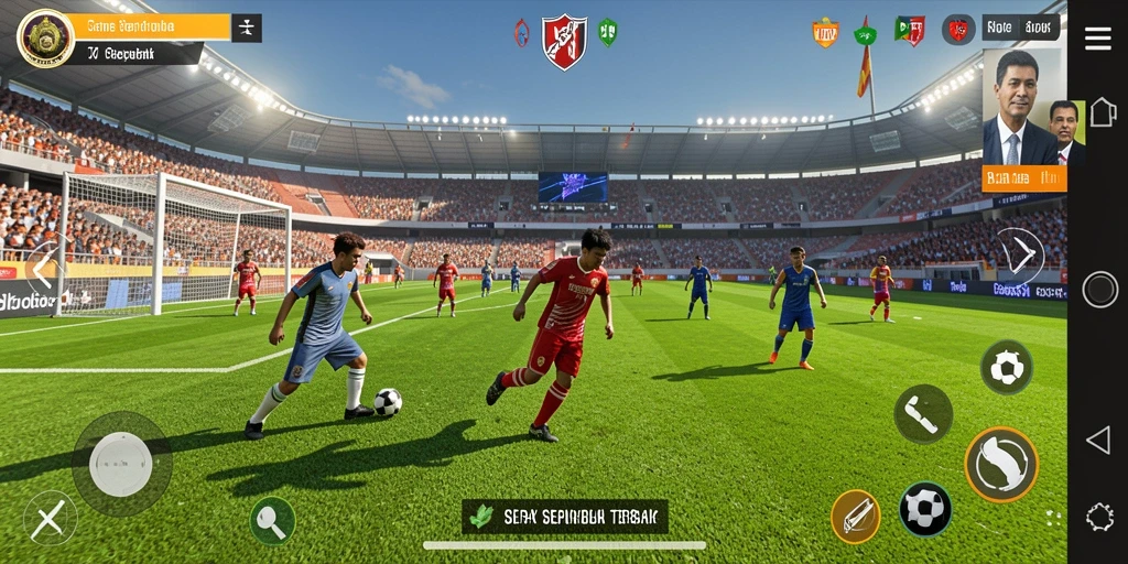 Screenshot T6 menunjukkan gameplay sepak bola yang seru dan memukau.